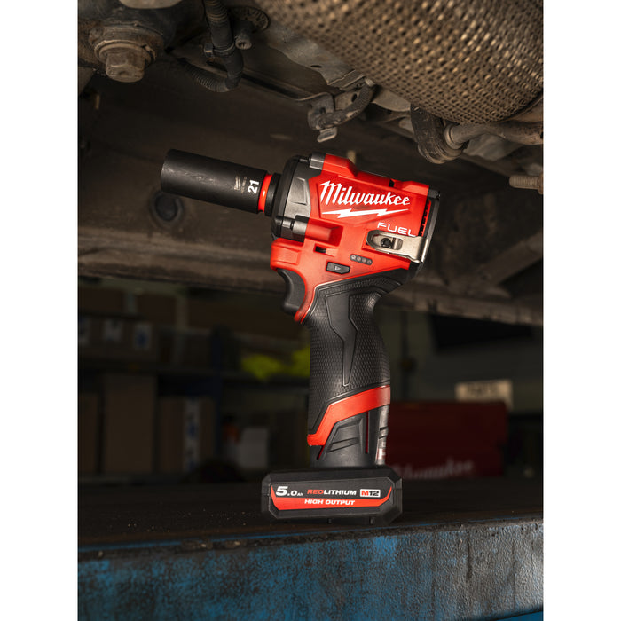 Milwaukee M12FCIWF38G3-502X 12V FUEL Compact 3/8" Impact Wrench with Friction Ring, 2x 5.0Ah Batteries, Charger & Case - westbasedirect.com