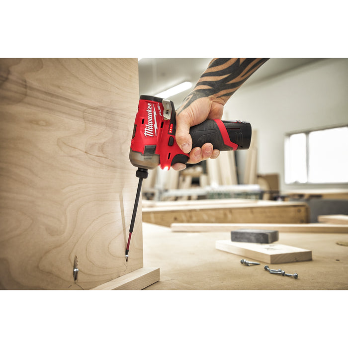 Milwaukee M12FQID-202X 12V FUEL SURGE Brushless Hydraulic 1/4â€ Impact Driver, 2x 2.0Ah Batteries, Charger & Case