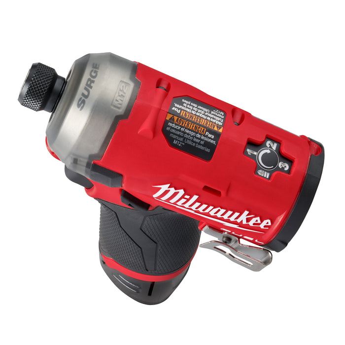 Milwaukee M12FQID-202X 12V FUEL SURGE Brushless Hydraulic 1/4â€ Impact Driver, 2x 2.0Ah Batteries, Charger & Case