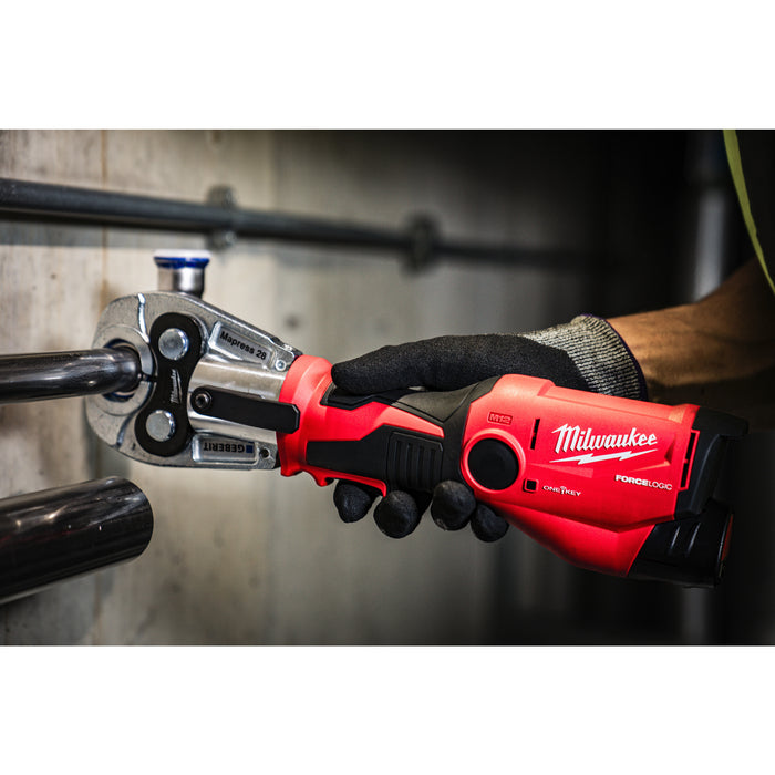 Milwaukee M12ONEHPT-202C U-Set 12V ONE-KEY FORCE LOGIC Hydraulic Press Tool, 2x 2.0Ah Batteries, Charger & Case
