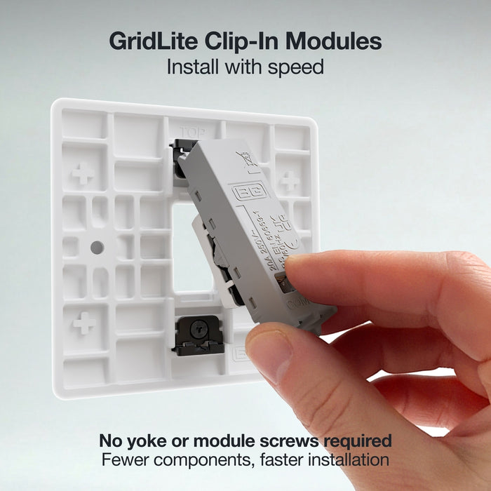 BG GridLite M14 20A 1-Way Retractive Switch Module - White