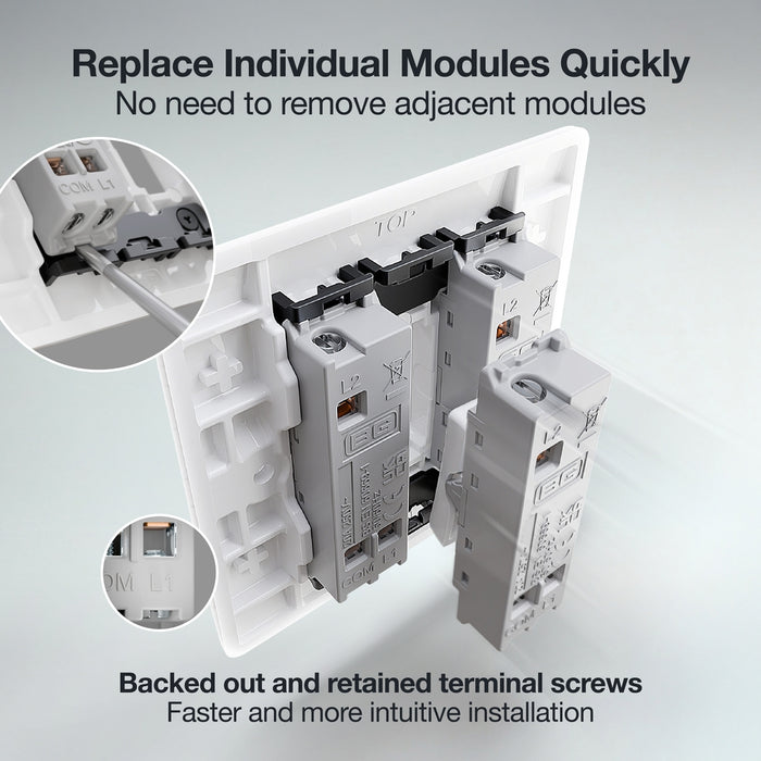 BG GridLite M142 20A 2-Way Retractive Switch Module - White