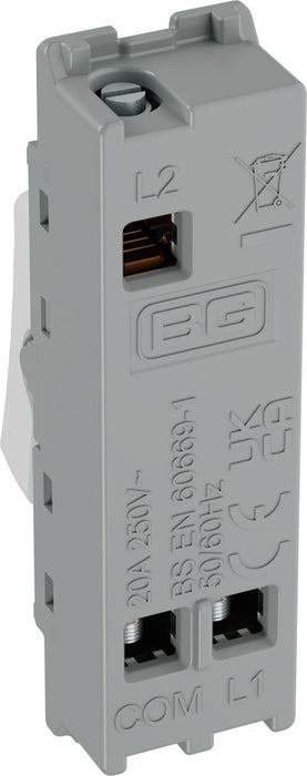 BG GridLite M142BELL 20A 2-Way Retractive Switch Module "Bell Symbol" - White