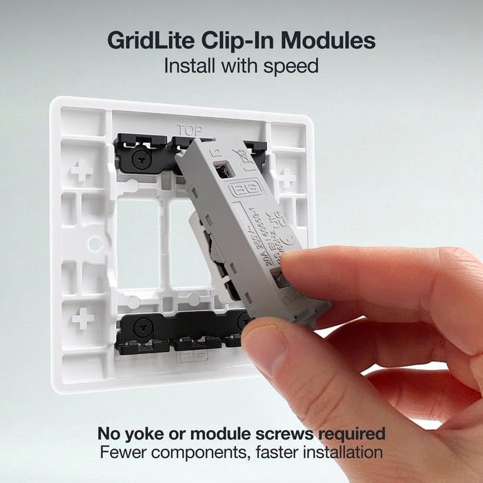 BG GridLite M142BELL 20A 2-Way Retractive Switch Module "Bell Symbol" - White