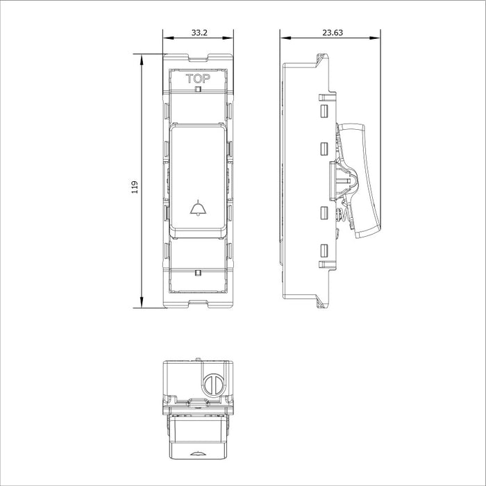 BG GridLite M142BELL 20A 2-Way Retractive Switch Module "Bell Symbol" - White