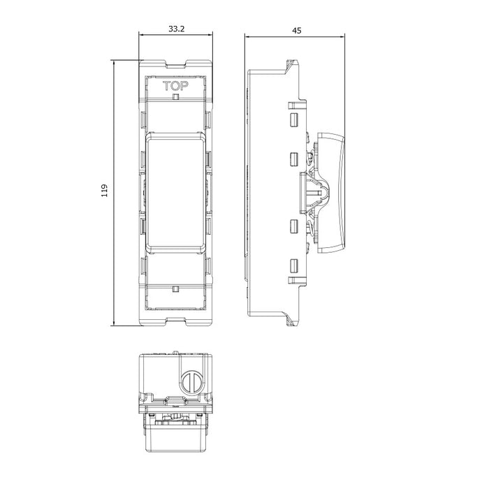 BG GridLite M142C 20A SP 2-Way Retractive (Centre Off) Switch Module - White
