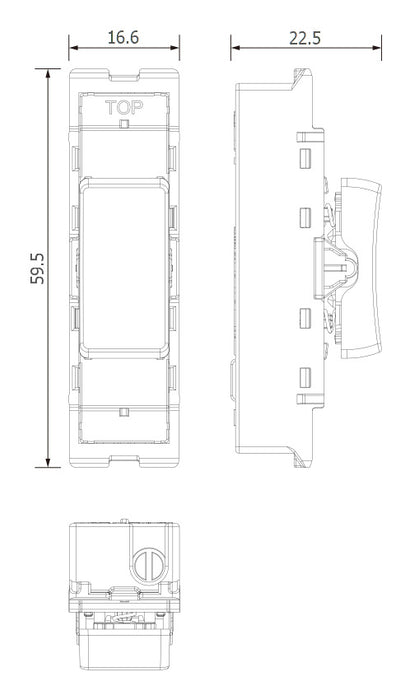BG GridLite M142C 20A SP 2-Way Retractive (Centre Off) Switch Module - White
