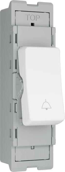 BG GridLite M14BELL 20A 1-Way Retractive Switch Module "Bell Symbol" - White