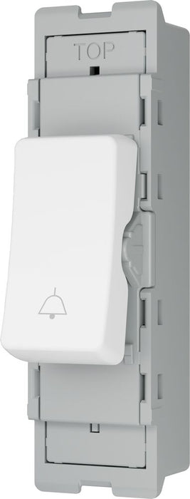 BG GridLite M14BELL 20A 1-Way Retractive Switch Module "Bell Symbol" - White