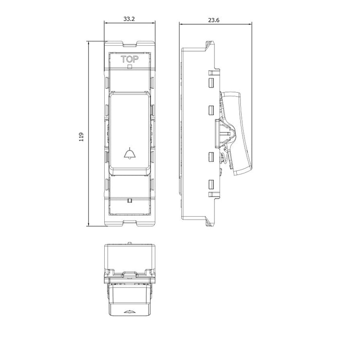 BG GridLite M14BELL 20A 1-Way Retractive Switch Module "Bell Symbol" - White