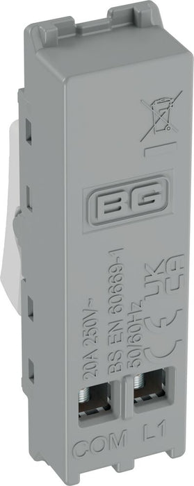 BG GridLite M14PR 20A 1-Way Retractive Switch Module "PRESS" - White