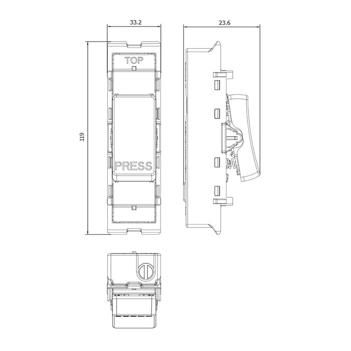 BG GridLite M14PR 20A 1-Way Retractive Switch Module "PRESS" - White