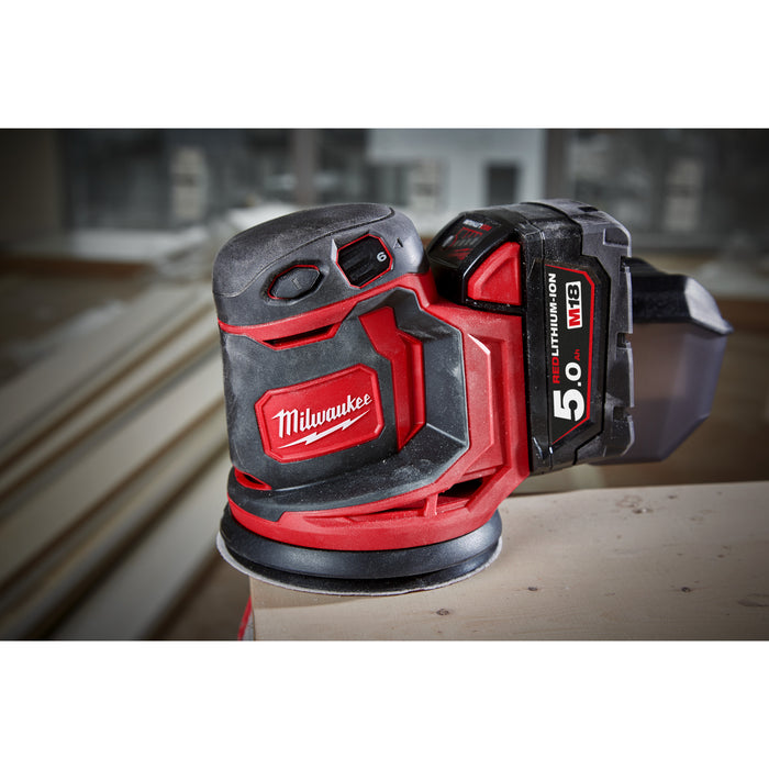 Milwaukee M18BOS125-0 18V Cordless 125mm Random Orbit Sander - Bare Unit - westbasedirect.com