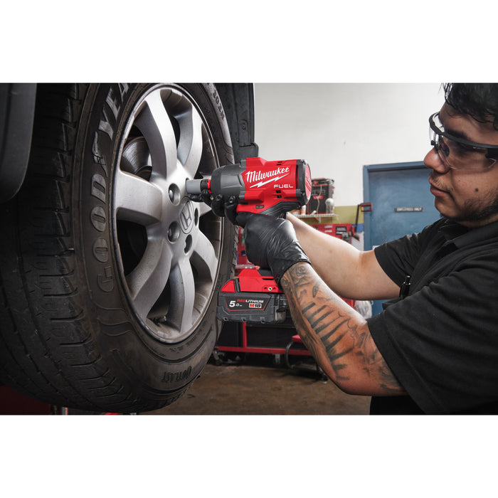 Milwaukee M18FHIW2F12-502X 18V FUEL Brushless 1/2'’ High Torque Impact Wrench with Friction Ring, 2x 5.0Ah Batteries, Charger & Case - westbasedirect.com