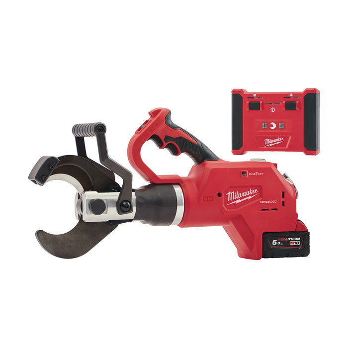 Milwaukee M18HCC75R-502C 18V FORCE LOGIC Hydraulic Remote Underground Cable Cutter, 2x 5.0Ah Batteries, Charger & Case