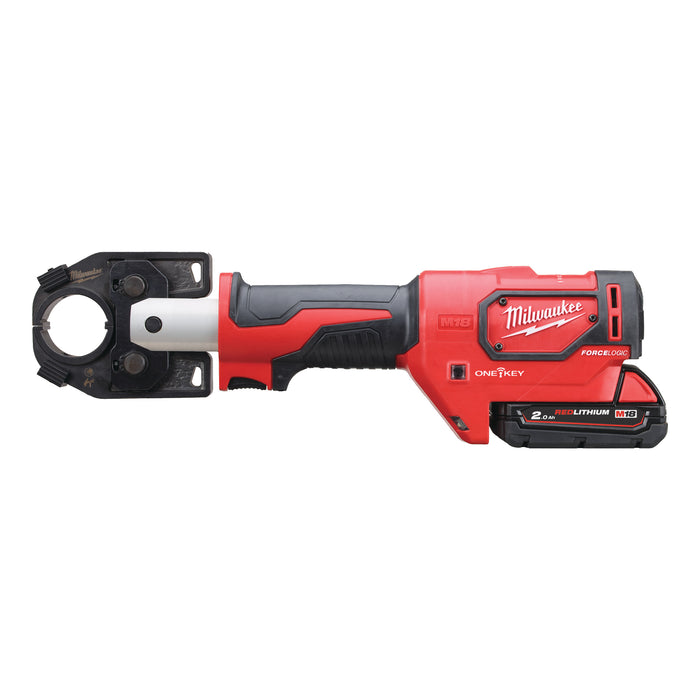 Milwaukee M18HCCT-201C 18V FORCE LOGIC Hydraulic Cable Crimper, 1x 2.0Ah Battery, Charger & Case