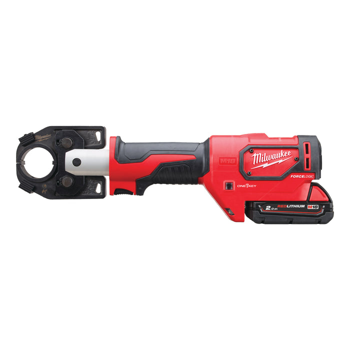Milwaukee M18HCCT-201C 18V FORCE LOGIC Hydraulic Cable Crimper, 1x 2.0Ah Battery, Charger & Case