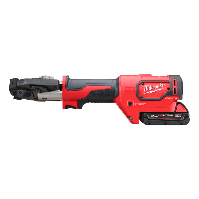 Milwaukee M18HCCT-201C 18V FORCE LOGIC Hydraulic Cable Crimper, 1x 2.0Ah Battery, Charger & Case