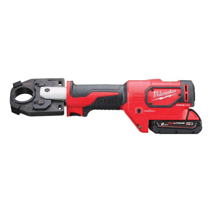 Milwaukee M18HCCT-201C 18V FORCE LOGIC Hydraulic Cable Crimper, 1x 2.0Ah Battery, Charger & Case