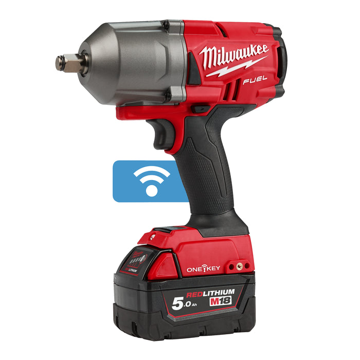 Milwaukee M18ONEFHIWF12-502X 18V FUEL ONE-KEY 1/2'’ High Torque Impact Wrench with Friction Ring, 2x 5.0Ah Batteries, Charger & Case - westbasedirect.com