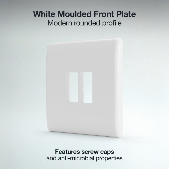 BG GridLite M82 White Moulded 2G Grid Front Plate