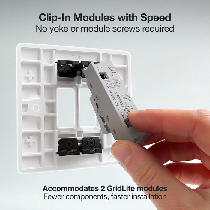BG GridLite M82 White Moulded 2G Grid Front Plate