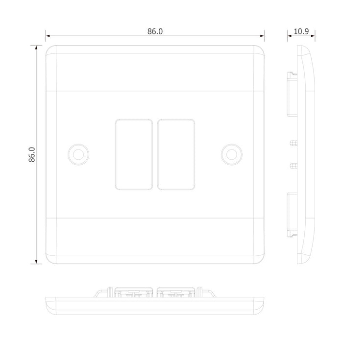 BG GridLite M82 White Moulded 2G Grid Front Plate