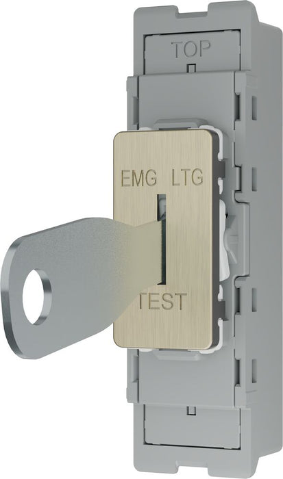 BG GridLite MAB12EL 20A 16AX SP 2-Way Key Switch Module "EMG LTG TEST" - Antique Brass