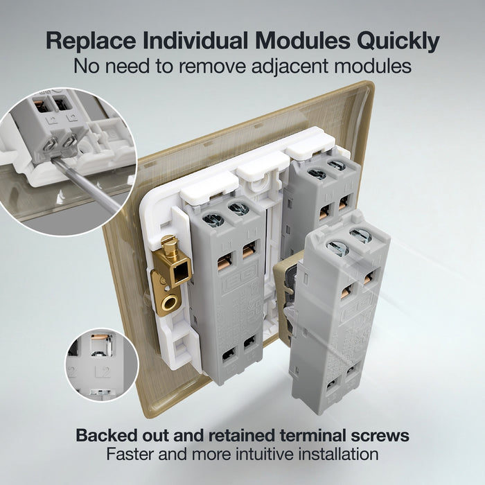 BG GridLite MAB13 20A 16AX 2-Way Intermediate Switch Module - Antique Brass