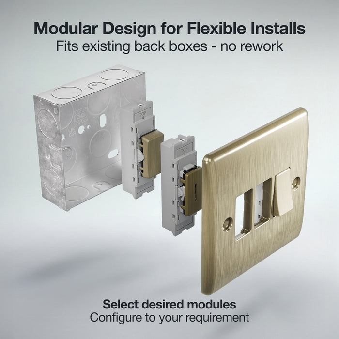 BG GridLite MAB142 20A 2-Way Retractive Switch Module - Antique Brass
