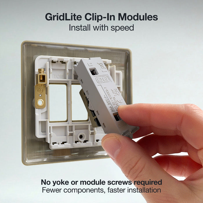 BG GridLite MAB142 20A 2-Way Retractive Switch Module - Antique Brass