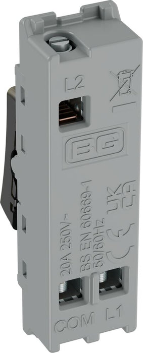 BG GridLite MAB142BELL 20A 2-Way Retractive Switch Module "Bell Symbol" - Antique Brass