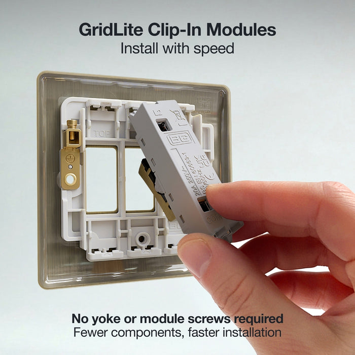 BG GridLite MAB142C 20A SP 2-Way Retractive (Centre Off) Switch Module - Antique Brass