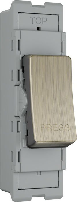 BG GridLite MAB14PR 20A 1-Way Retractive Switch Module "PRESS" - Antique Brass