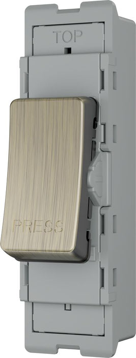 BG GridLite MAB14PR 20A 1-Way Retractive Switch Module "PRESS" - Antique Brass