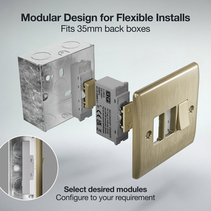 BG GridLite MABTDS 100W Secondary Touch LED Dimmer Module - Antique Brass