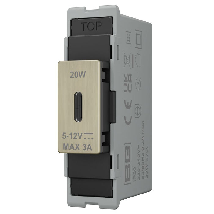 BG GridLite MABUSBC20B 20W USB-C Module - Antique Brass