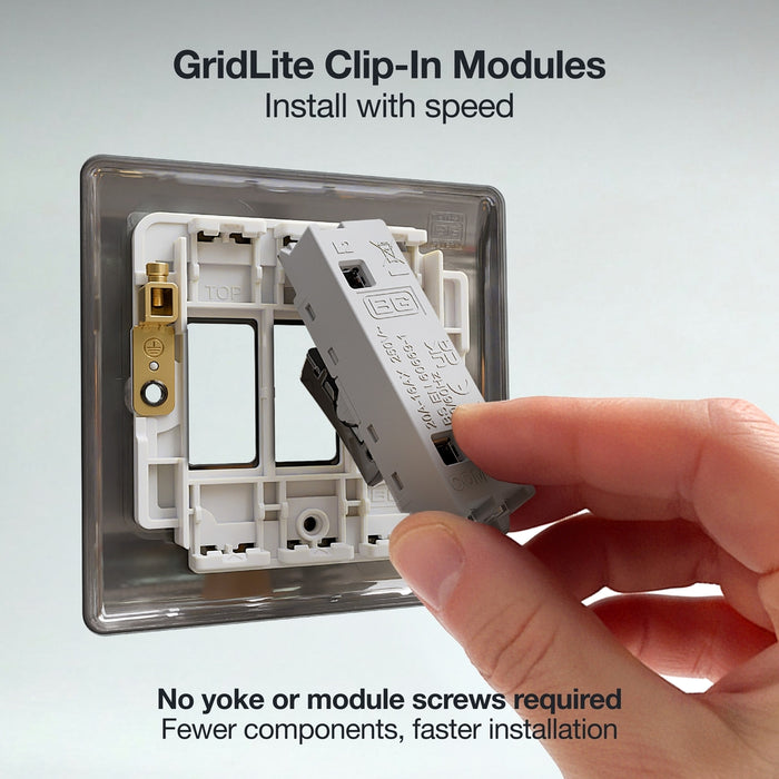 BG GridLite MBN12 20A 16AX SP 2-Way Switch Module - Black Nickel