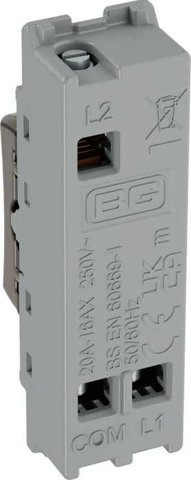 BG GridLite MBN12C 20A SP 2-Way (Centre Off) Switch Module - Black Nickel