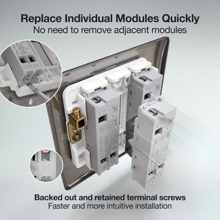 BG GridLite MBN12C 20A SP 2-Way (Centre Off) Switch Module - Black Nickel