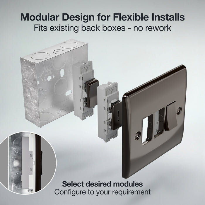 BG GridLite MBN12C 20A SP 2-Way (Centre Off) Switch Module - Black Nickel