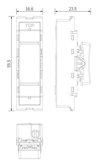 BG GridLite MBN12C 20A SP 2-Way (Centre Off) Switch Module - Black Nickel
