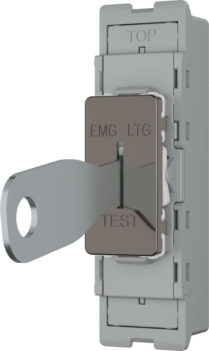 BG GridLite MBN12EL 20A 16AX SP 2-Way Key Switch Module "EMG LTG TEST" - Black Nickel