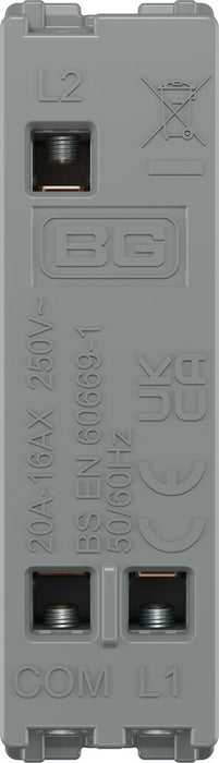 BG GridLite MBN12EL 20A 16AX SP 2-Way Key Switch Module "EMG LTG TEST" - Black Nickel