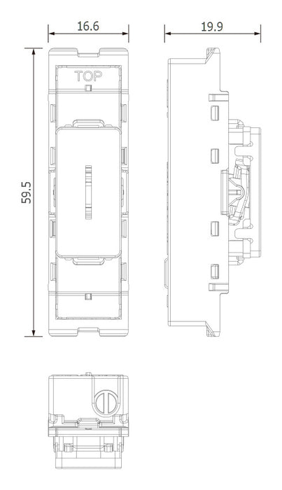 BG GridLite MBN12KY 20A 16AX SP 2-Way Key Switch Module - Black Nickel
