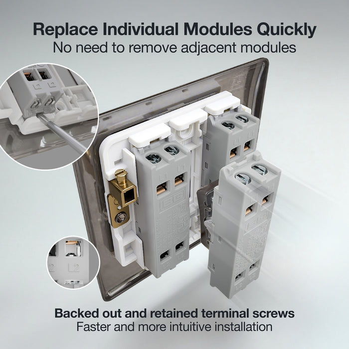 BG GridLite MBN13 20A 16AX 2-Way Intermediate Switch Module - Black Nickel