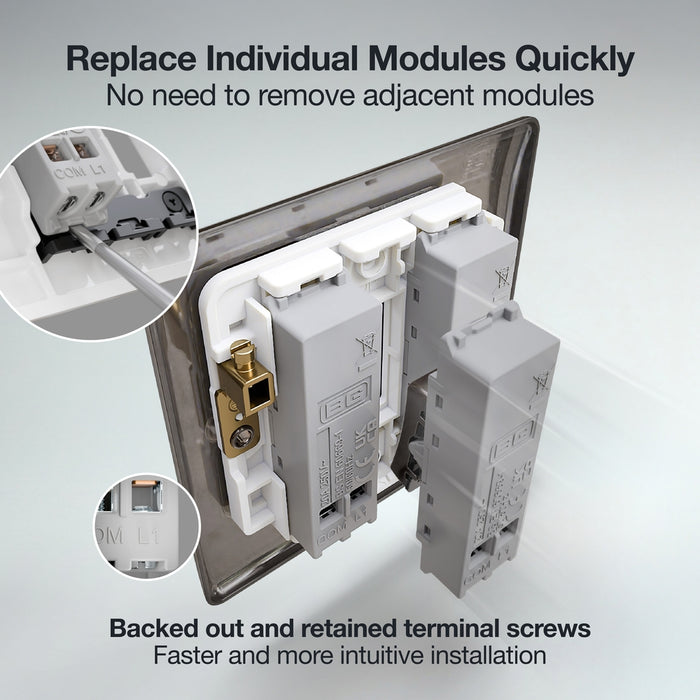 BG GridLite MBN14 20A 1-Way Retractive Switch Module - Black Nickel
