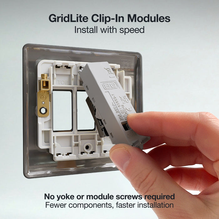 BG GridLite MBN14 20A 1-Way Retractive Switch Module - Black Nickel