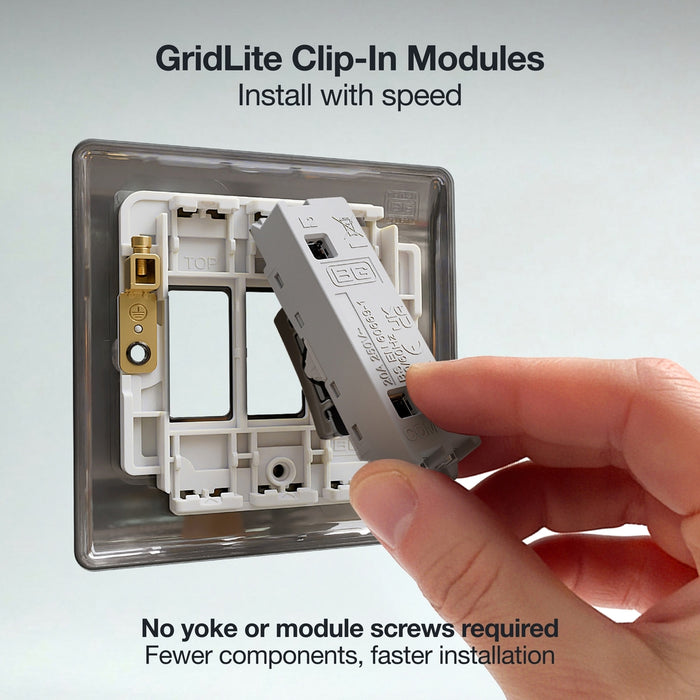 BG GridLite MBN142BELL 20A 2-Way Retractive Switch Module "Bell Symbol" - Black Nickel