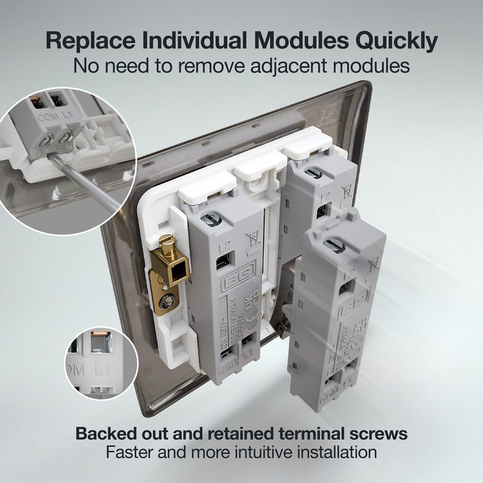 BG GridLite MBN142PR 20A 2-Way Retractive Switch Module "PRESS" - Black Nickel